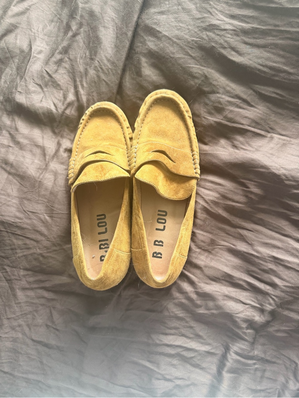 Women’s Suede Penny Loafers in Mustard Yellow